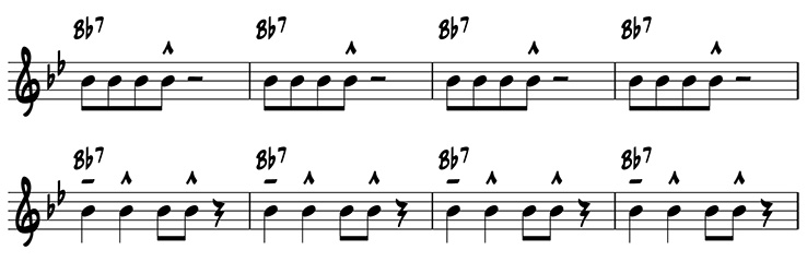 Example of trading fours with simple jazz riffs