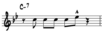 Example of a one-measure riff using scale degrees 1 and 3 on Cm7