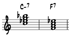 Common tones between C minor 7 and F7