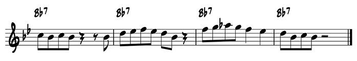 Scale tone riff on the B flat 7 chord
